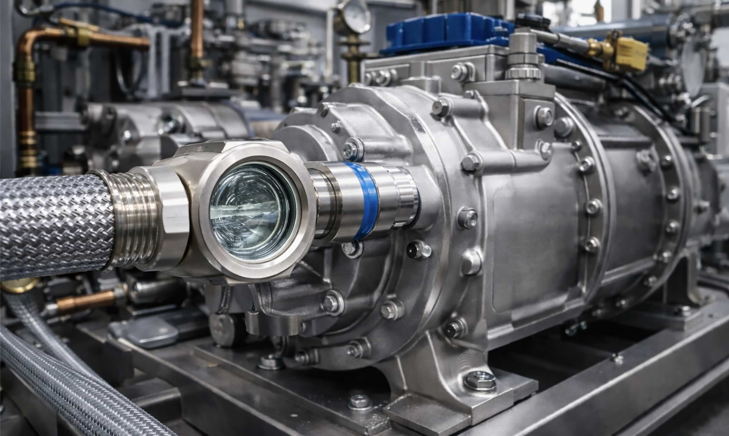 NPT Sight Glass at the liquid CO2 inlet port