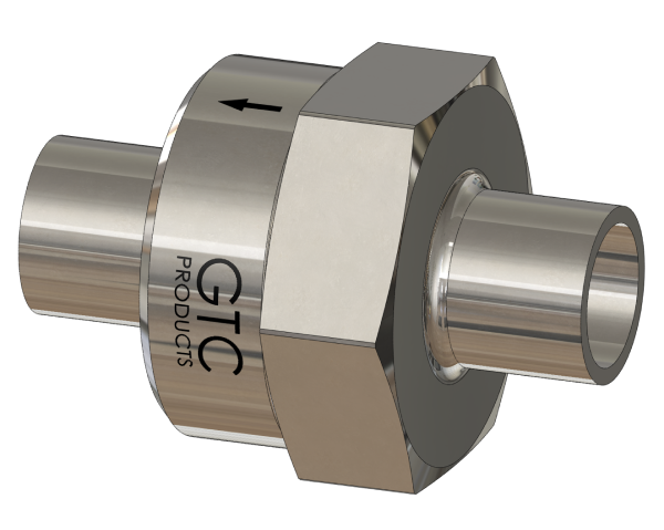 Ultra High Purity Check Valve with Tube Butt Weld Connections, Electropolished 316L VAR SS