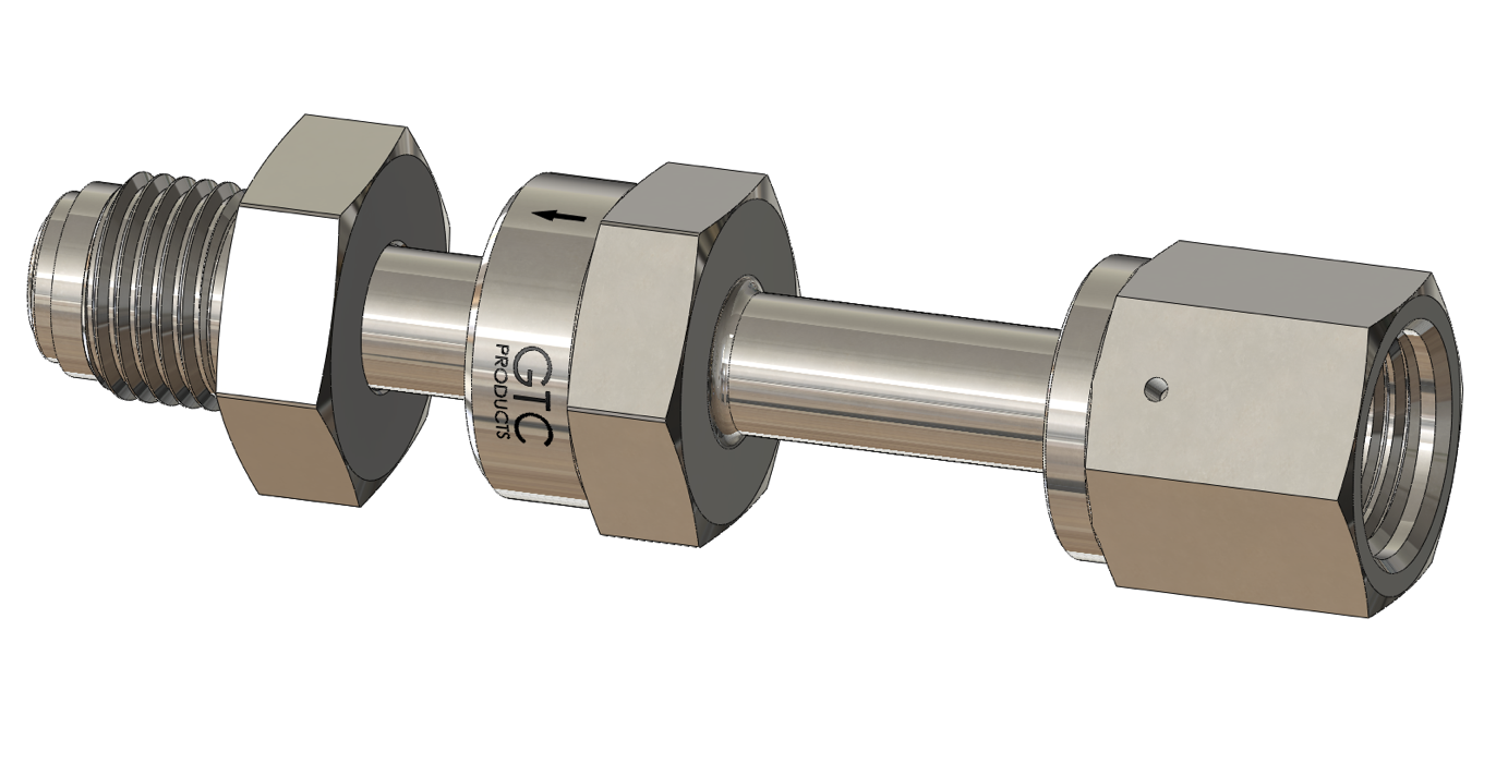 Ultra High Purity Check Valve, Female VCR to Swivel Male VCR Connections, Electropolished 316L VAR SS