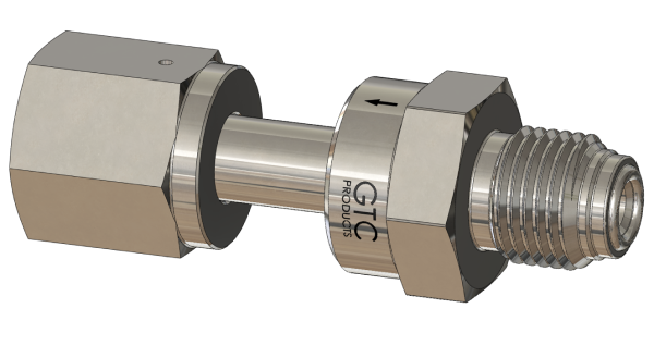 Ultra High Purity Check Valve, Male VCR to Female VCR Connections, Electropolished 316L VAR SS