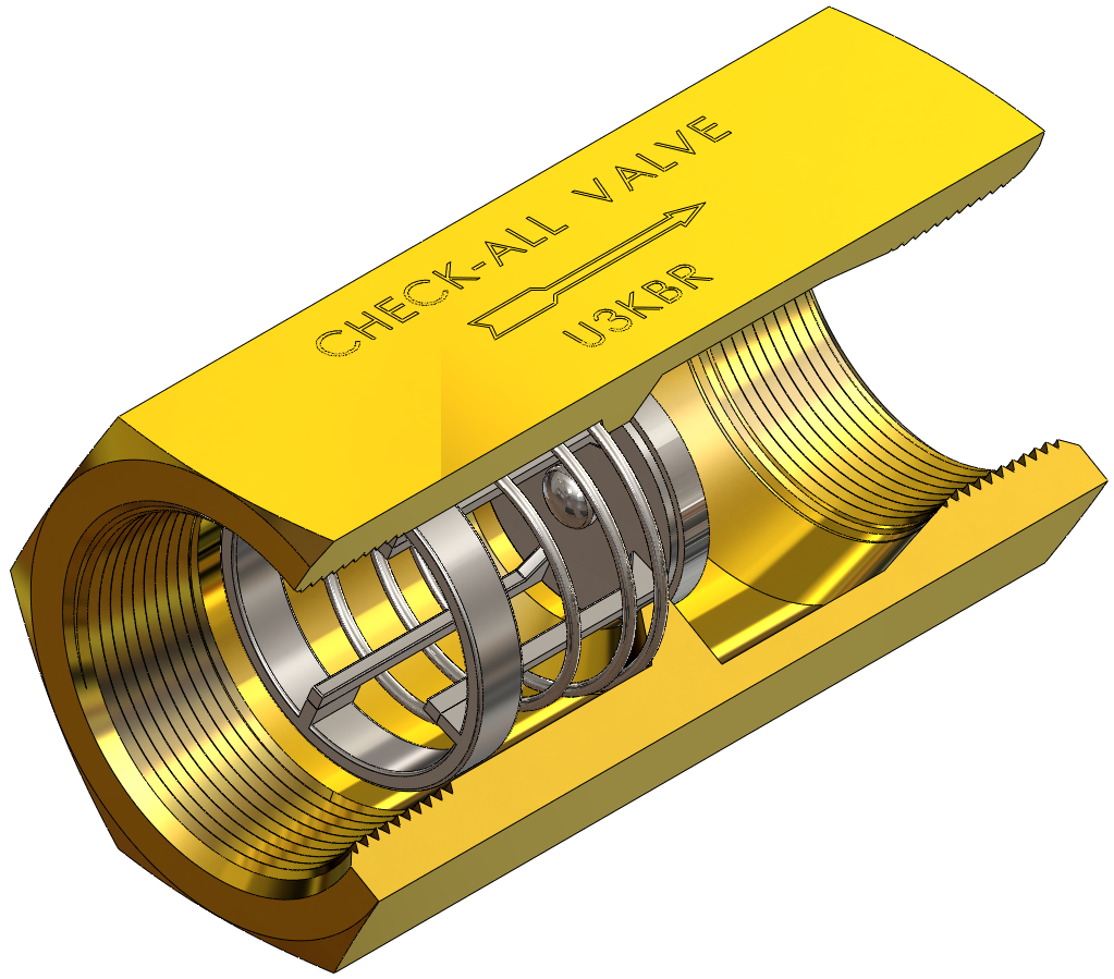 Brass Housing Universal Low Pressure Check Valve, Female NPT