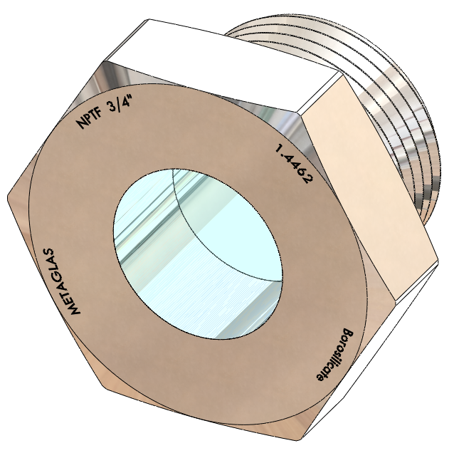 NPT-Threaded Fused Sight Glass, Borosilicate Windows