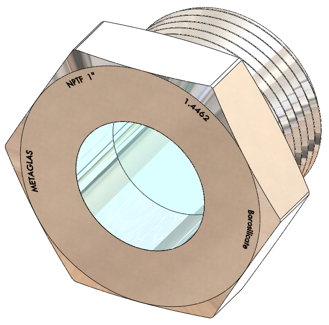 NPT-Threaded Fused Sight Glass, Borosilicate Windows