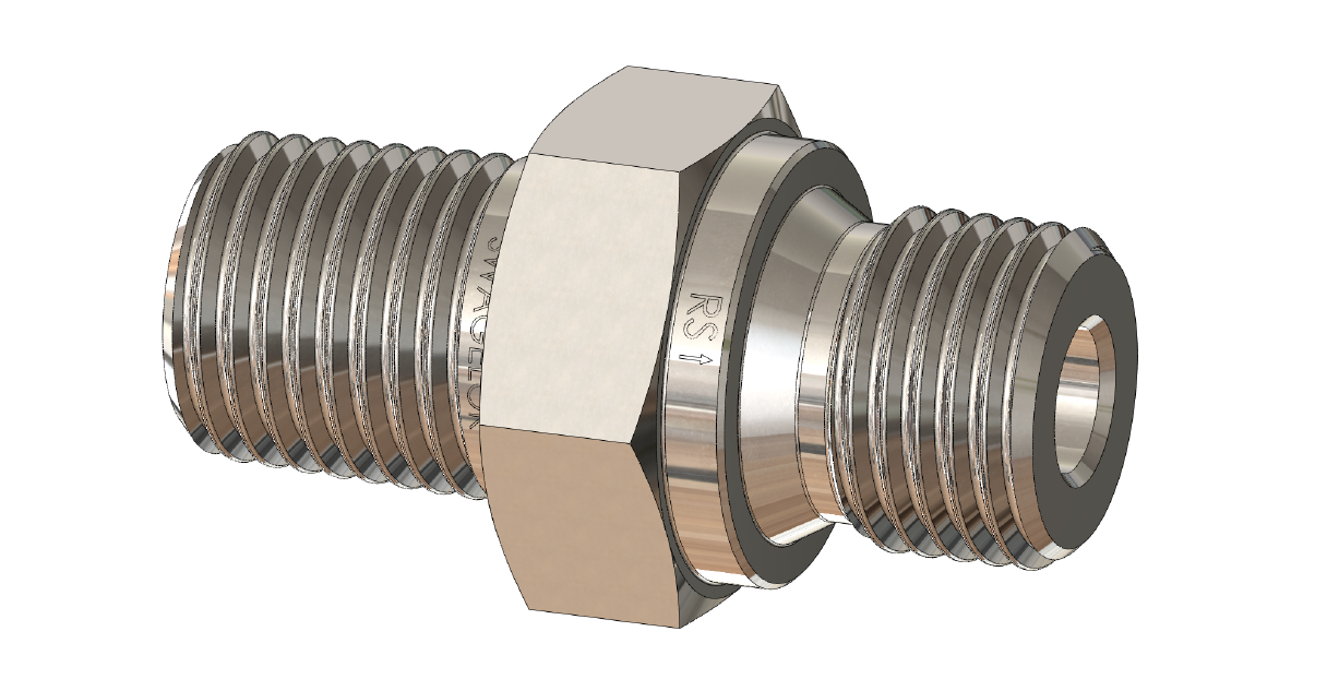 NPT to BSPP (Parallel Thread) Hex Nipple Pipe Fitting