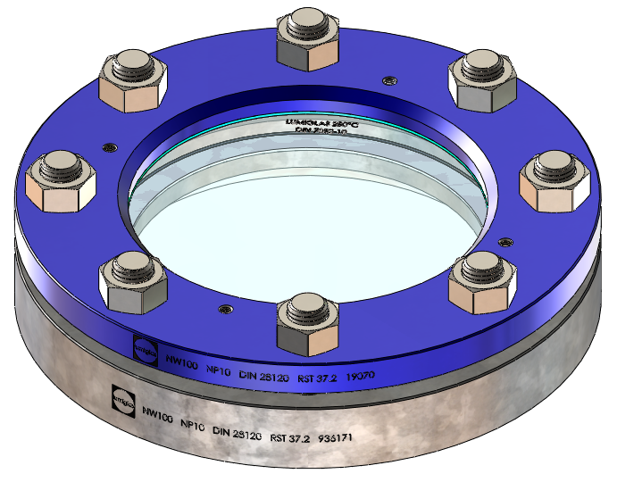 Lumiglas Circular Sightglass Weld-On, Carbon Steel Housing, Borosilicate Window, ASME Class 150