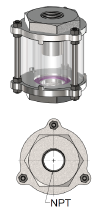 Full View Flow Indicators, ASME B16.5 Flange Connections, Drip Tube, Carbon Steel, 316 Stainless Steel