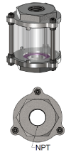 Full View Flow Indicators, ASME B16.5 Flange Connections, Plain View, Carbon Steel, 316 Stainless Steel.