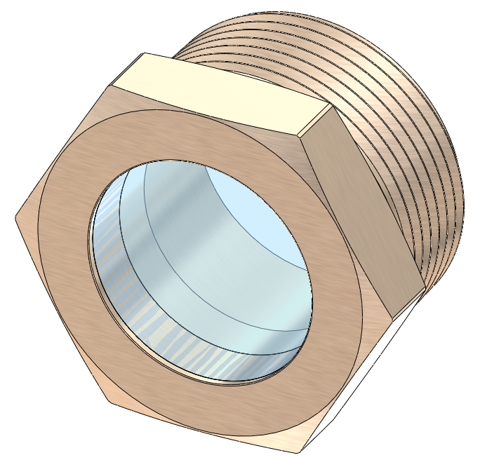 Low Cost Fused NPT-Threaded Sight Glass, Zinc-Plated Carbon Steel