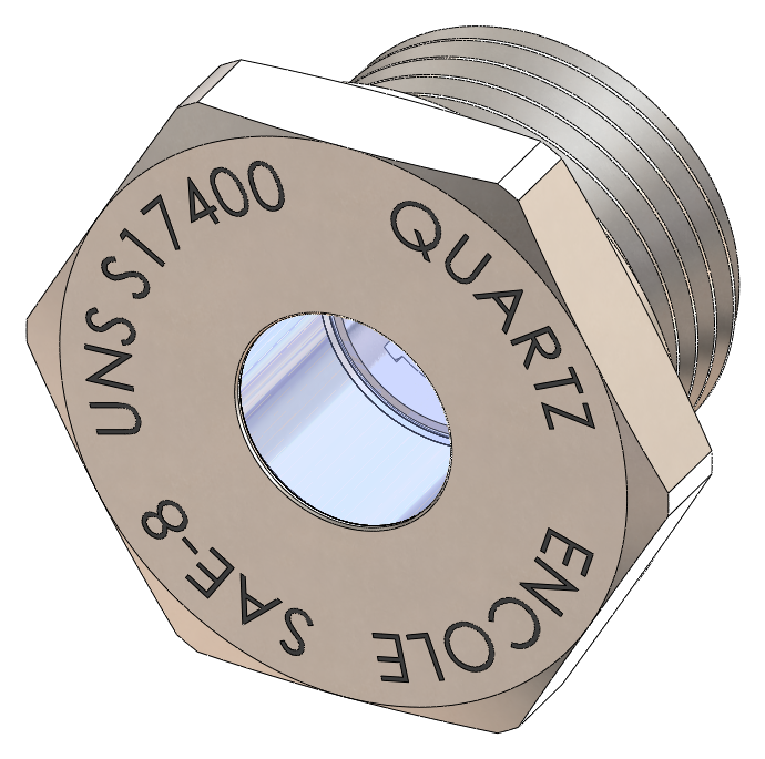 SAE Straight Thread Sight Glass, Quartz Window, 17-4PH Steel Housing