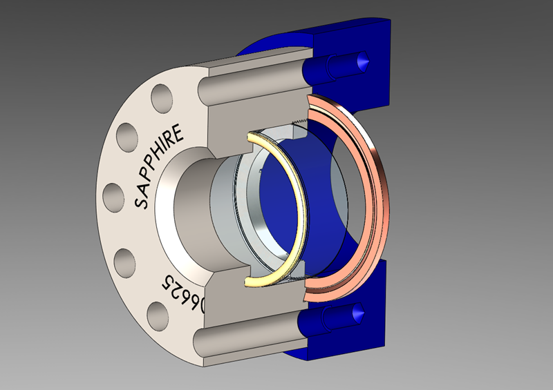 Sapphire Window in C-Sealed housing, 600bar, 500°C