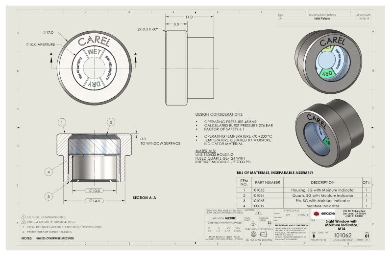 Refrigerant Moisture Indicator Sight Glass