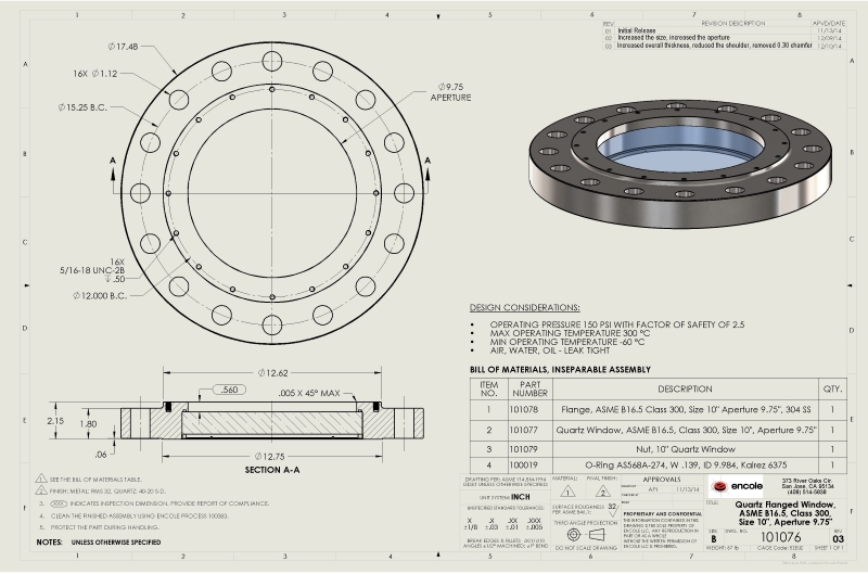 Sight Window ASME B16.5 Class 300, Size 10