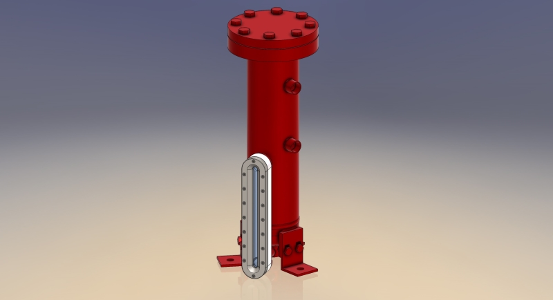 Oil level sight glass with a weldpad on a Temprite oil separator